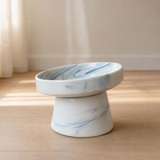 Handmade Elevated Ceramic Pet Bowl – Wide Whisker-Friendly Cat & Dog Bowl – 350 ml