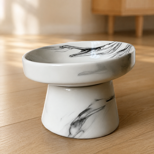 Handmade Elevated Ceramic Pet Bowl – Wide Whisker-Friendly Cat & Dog Bowl – 350 ml