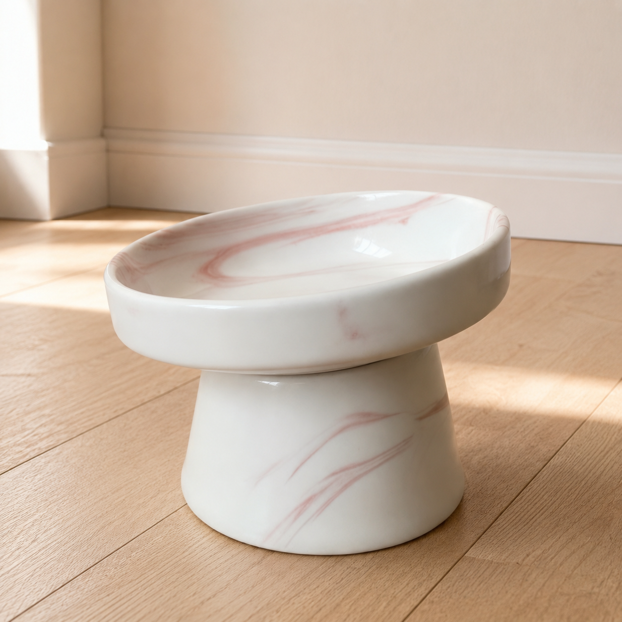 Handmade Elevated Ceramic Pet Bowl – Wide Whisker-Friendly Cat & Dog Bowl – 350 ml