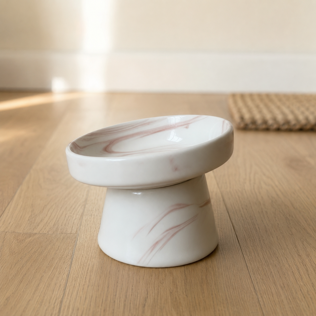 Handmade Elevated Ceramic Pet Bowl – Wide Whisker-Friendly Cat & Dog Bowl – 350 ml