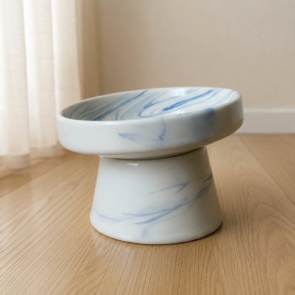Handmade Elevated Ceramic Pet Bowl – Wide Whisker-Friendly Cat & Dog Bowl – 350 ml