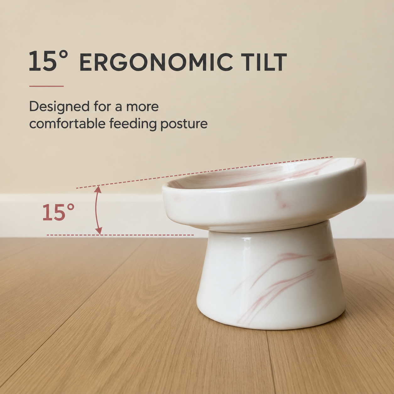 Handmade Elevated Ceramic Pet Bowl – Wide Whisker-Friendly Cat & Dog Bowl – 350 ml