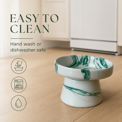Handmade Elevated Ceramic Pet Bowl – Wide Whisker-Friendly Cat & Dog Bowl – 350 ml