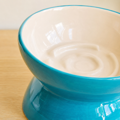 Handmade Elevated Ceramic Slow Feeder Bowl for Cats & Small Dogs
