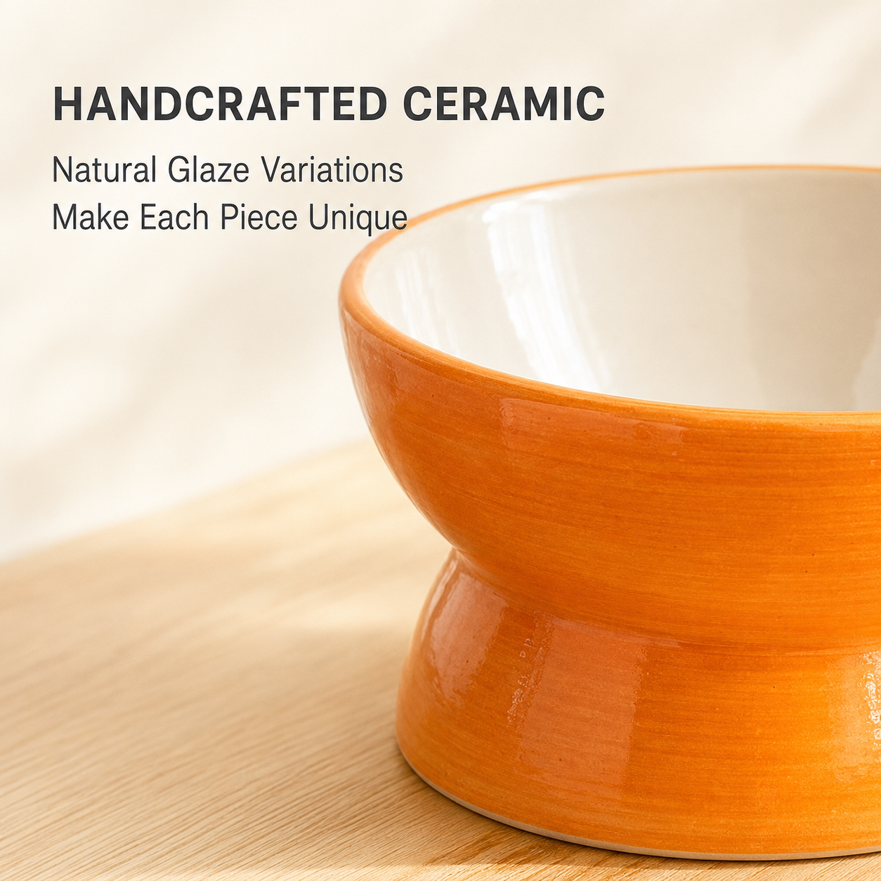 Handmade Elevated Ceramic Slow Feeder Bowl for Cats & Small Dogs
