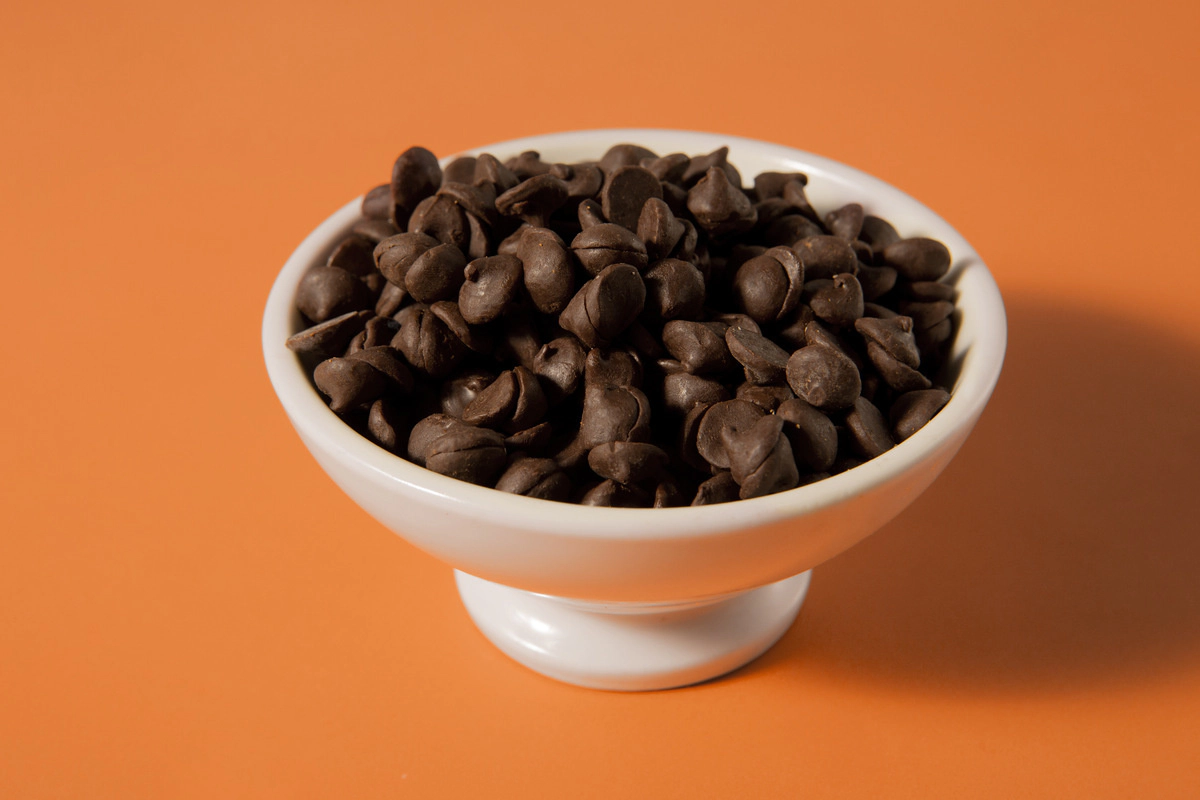 A bowl of chocolate chips