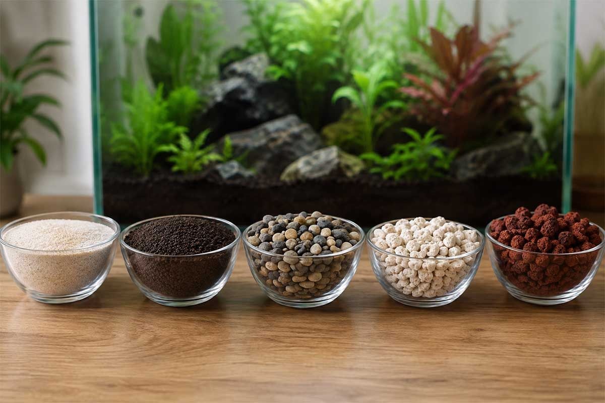 Different types of aquarium sand