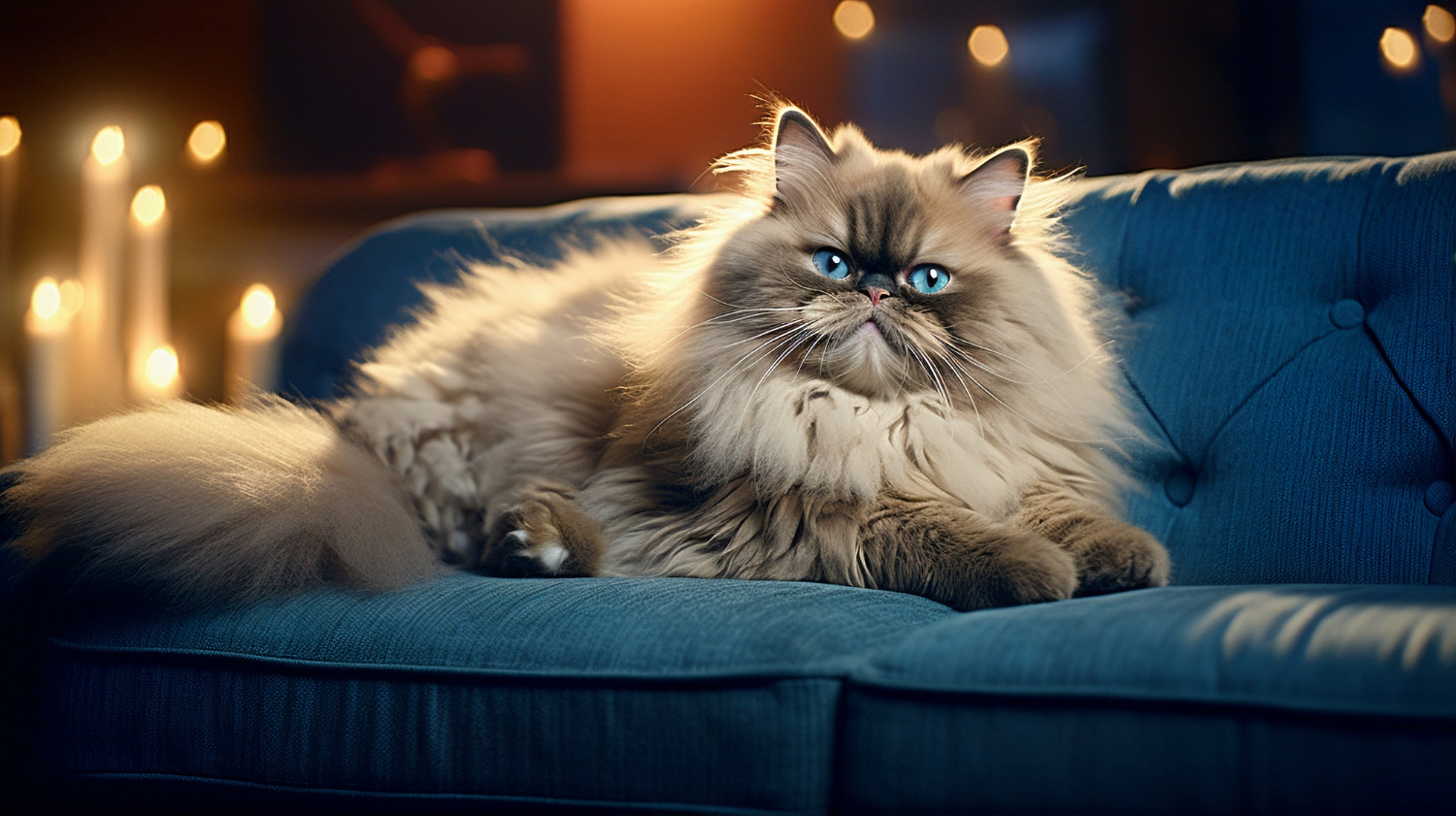 Persian cat sitting on the sofa