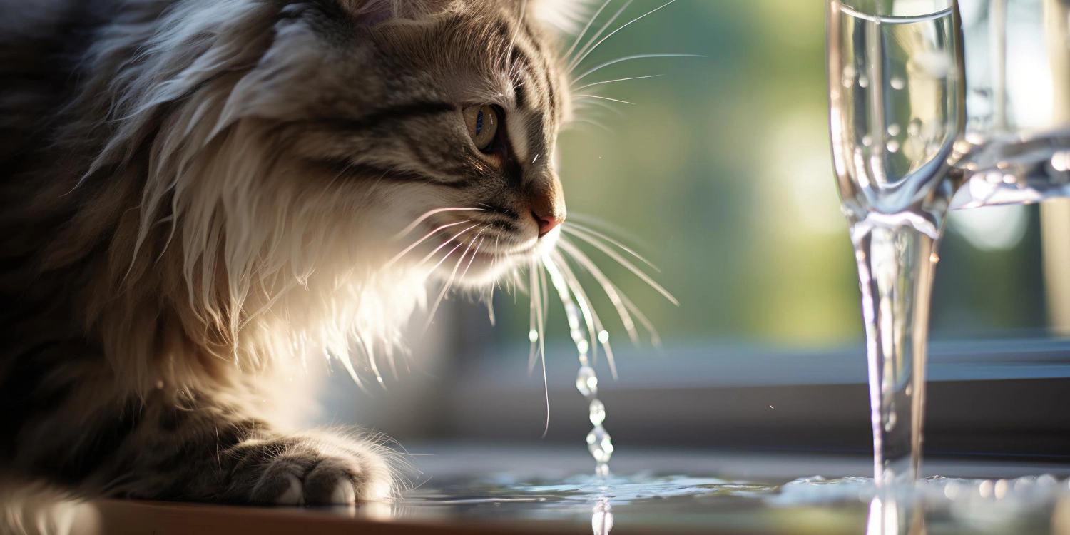 Cat drinking water