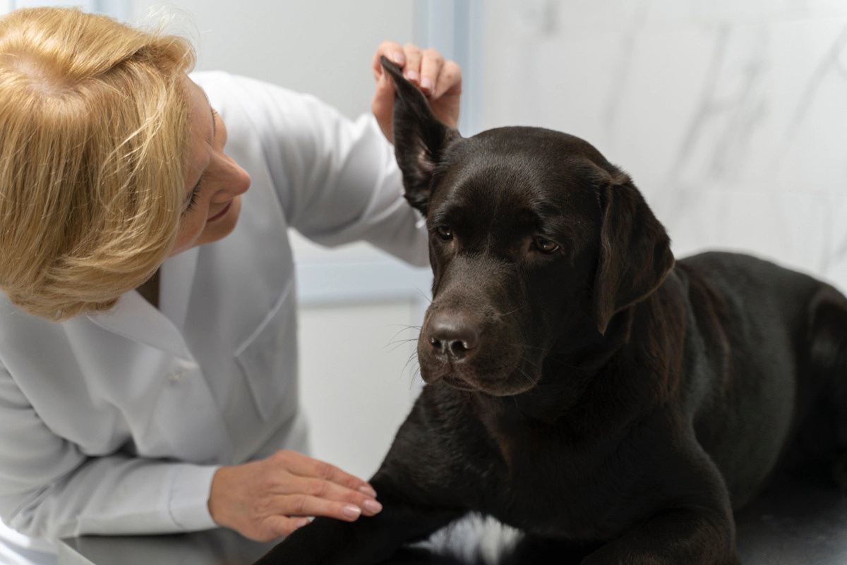 dog with ears checked
