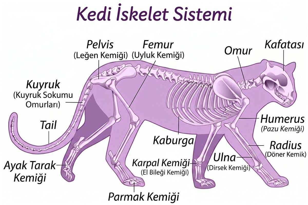 Detailed image of the cat's skeletal system