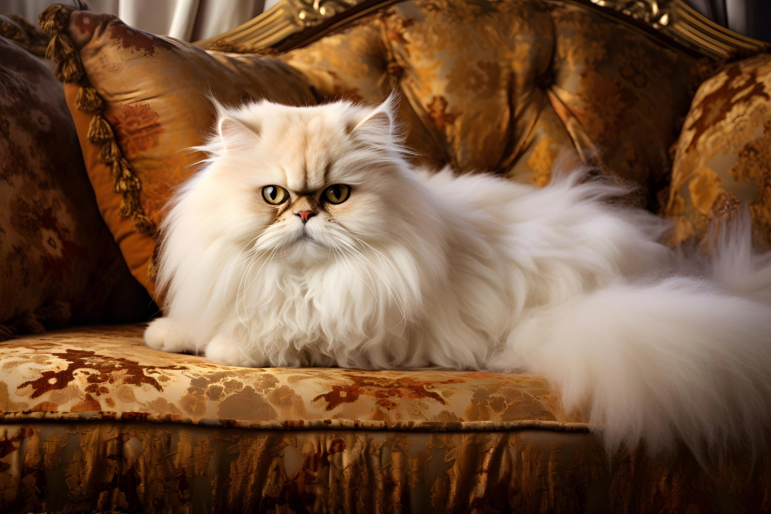 Persian cat sitting on the sofa