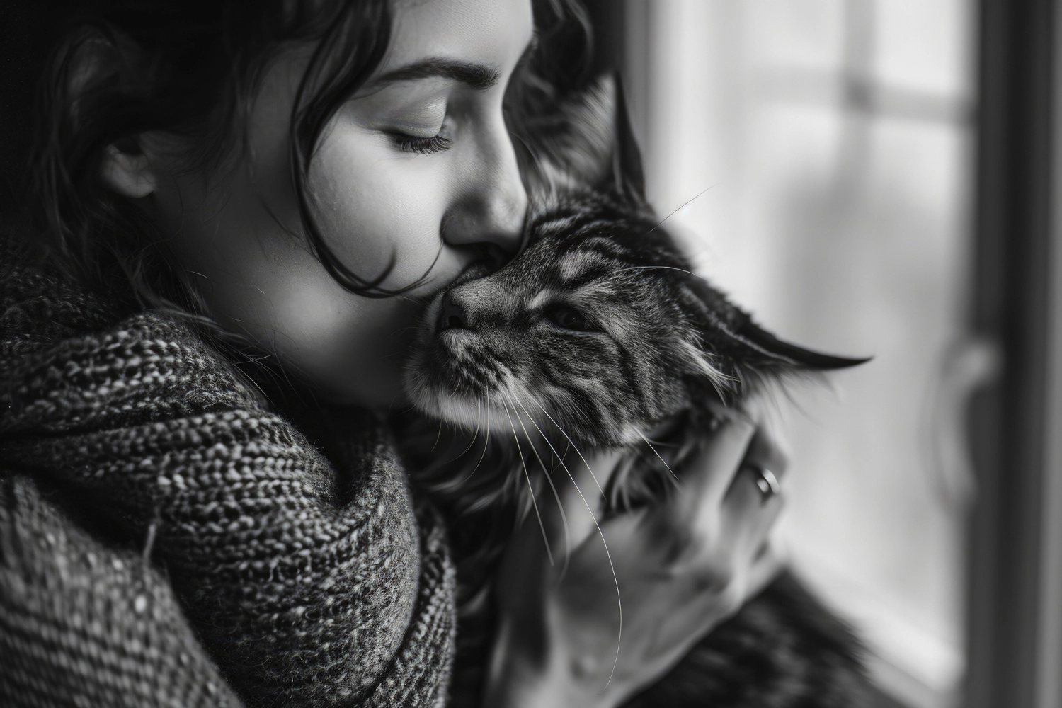 cat showing affection by staying close to its owner