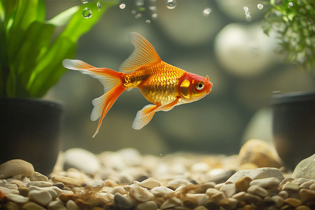 Side view of a goldfish
