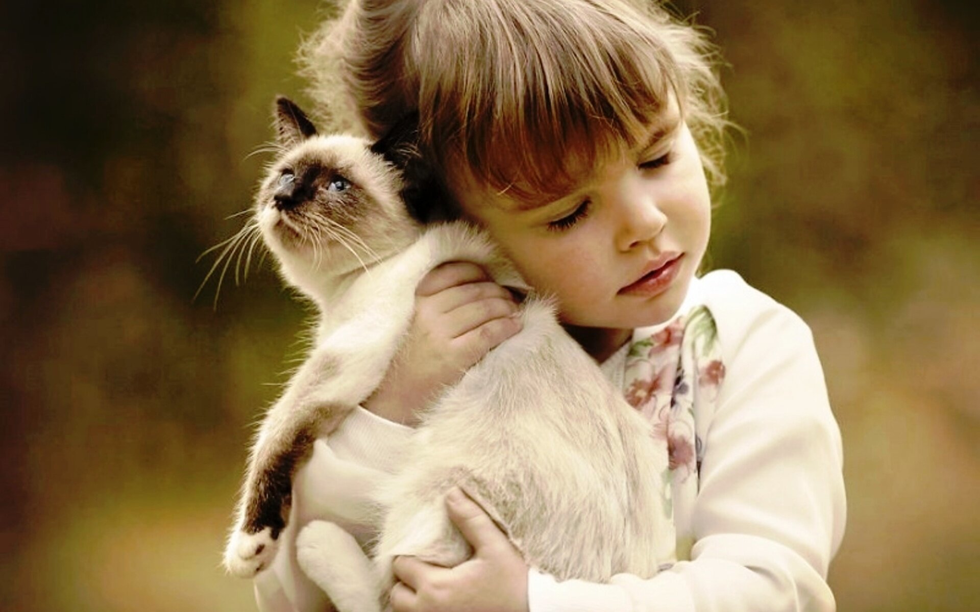 A girl hugging a cat