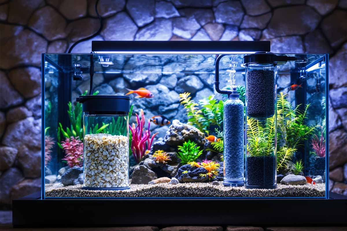 Aquarium with different filters