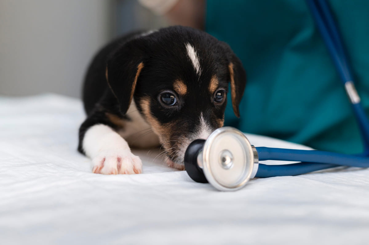 Lethargy puppy under veterinary control