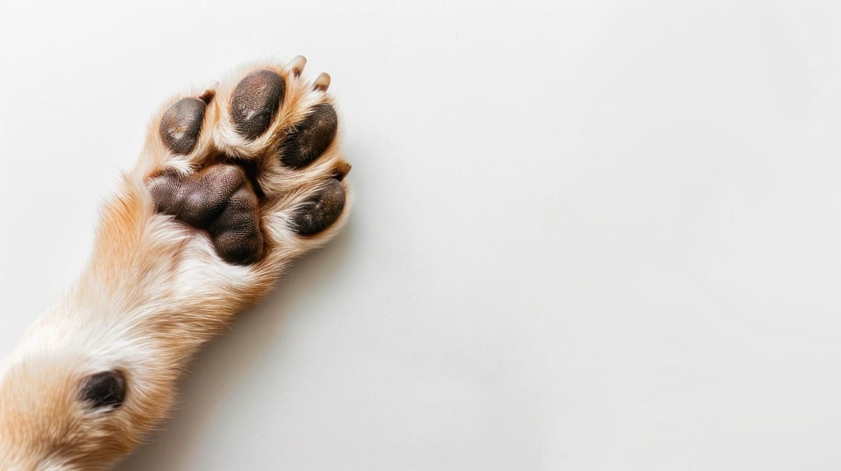 Dog's paw on a white background