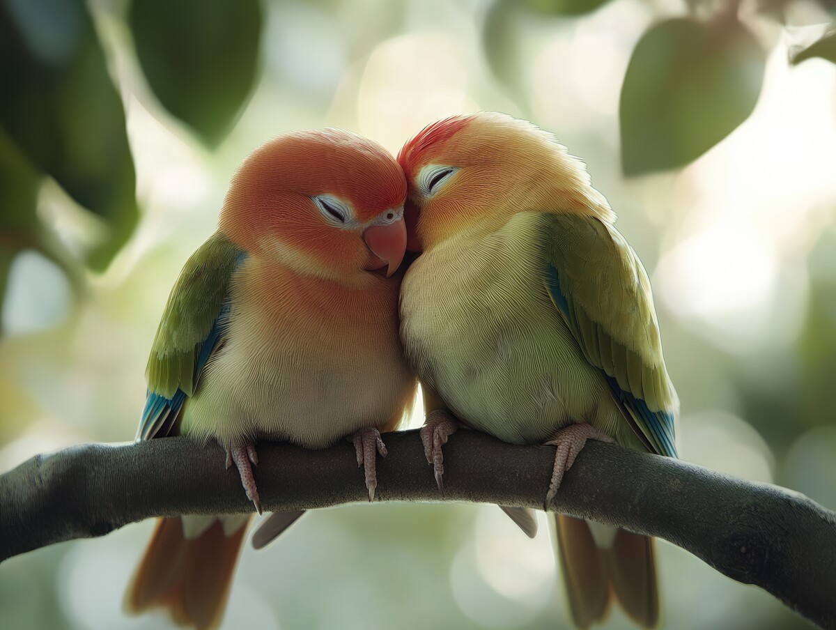 A pair of birds huddled together