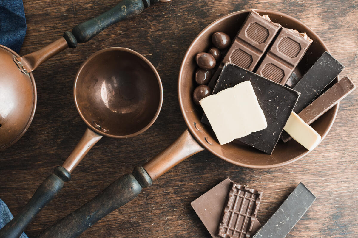 A table with different types of chocolate
