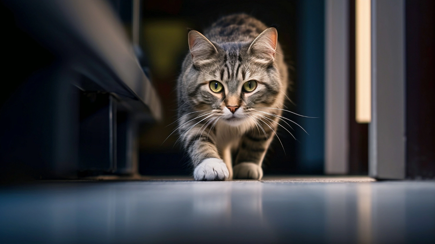 Cat walking in ambush