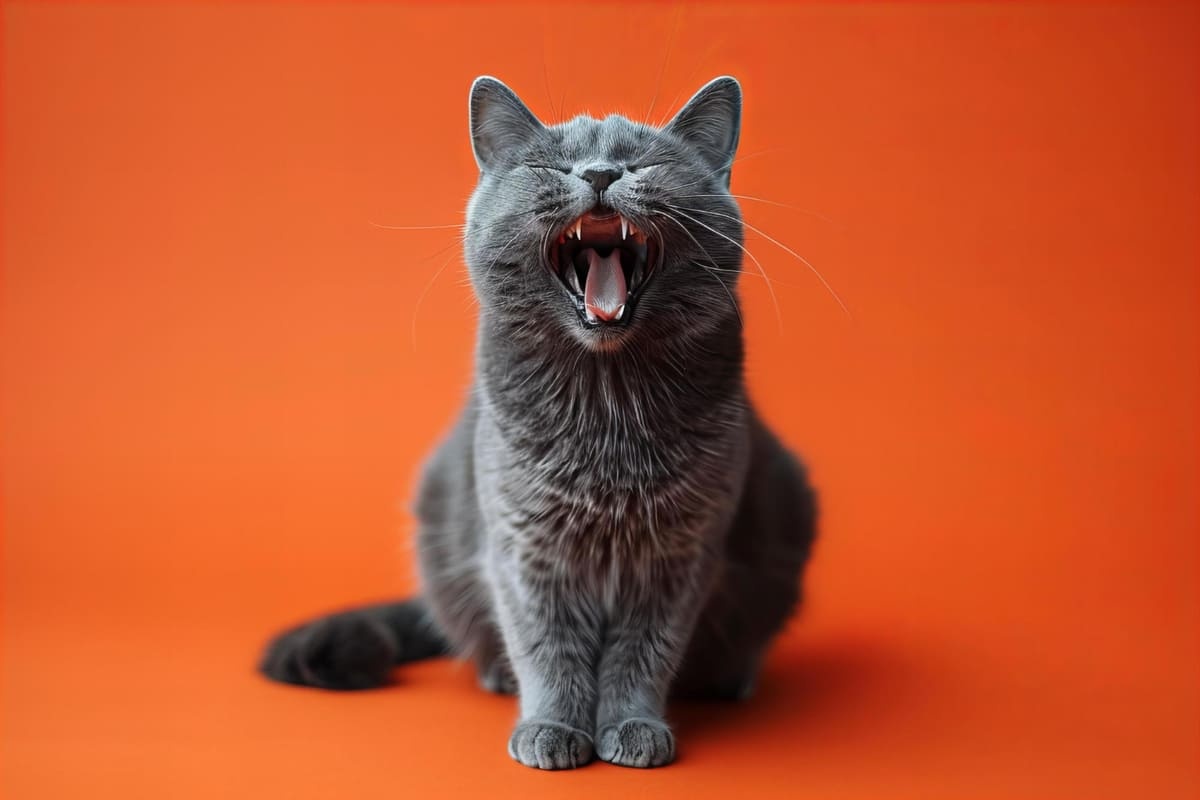 mouth Cat sitting openly