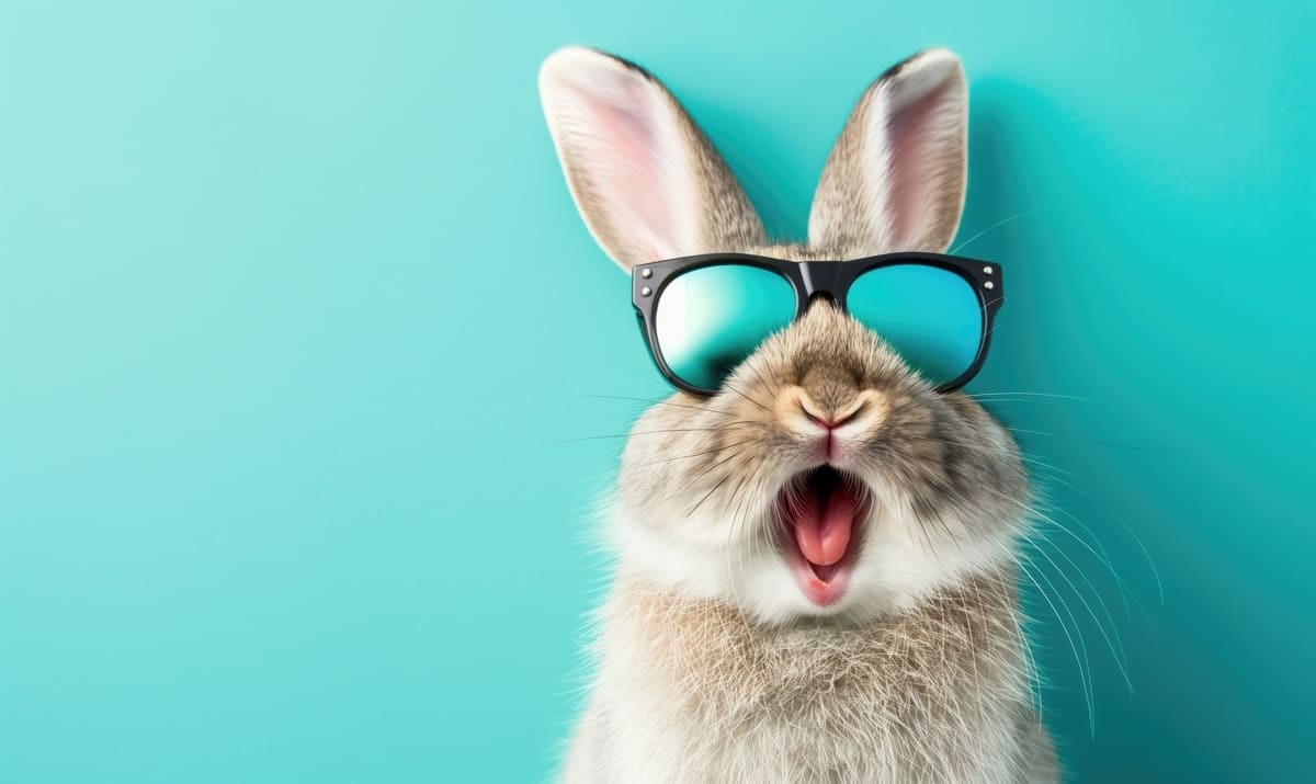 A fun AI-generated rabbit image, wearing glasses