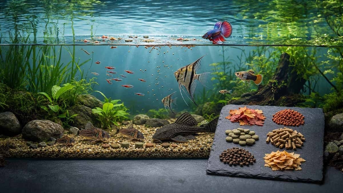 Types and Characteristics of Fish Food: Flake, Granule, Tablet, Pellet, Stick and Chip Food Selection