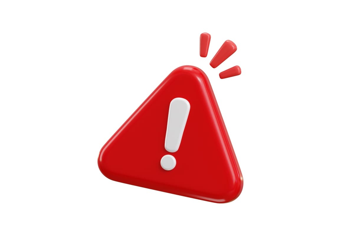 Red exclamation mark on a white background