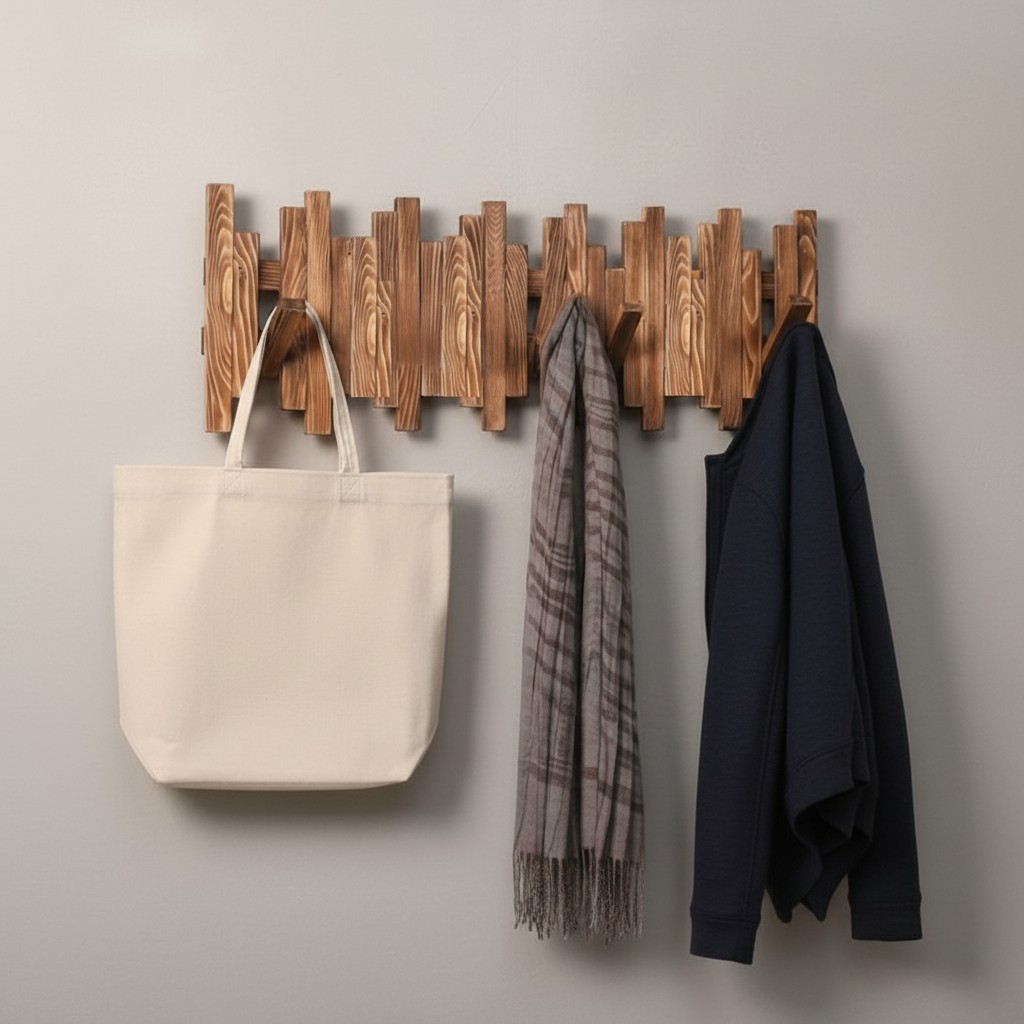 Expandable Wooden Wall Hook Rack – Adjustable Coat Hanger