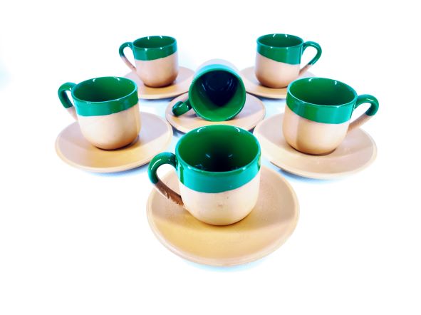Natural Clay Ceramic Turkish Coffee Cup Set of 6 – 120 ml
