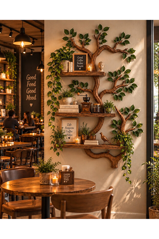 Tall Tree Branch Wall Bookshelf
