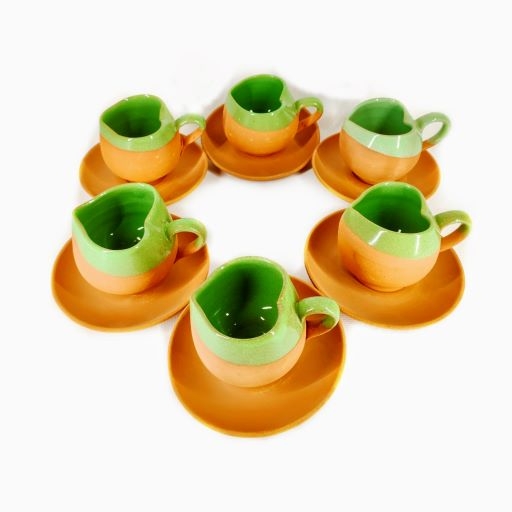 Two-Tone Ceramic Turkish Coffee Cup Set of 6 – 150 ml